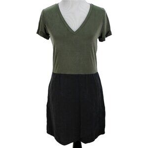 Dolan Left Coast Collection Dress Womens Size S Olive Black Short Sleeve Shift
